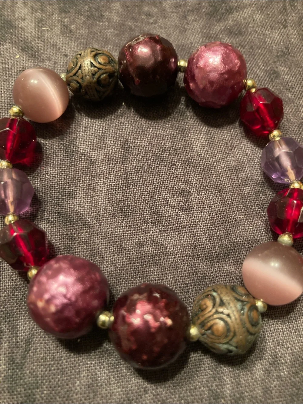 Awesome Beaded Bracelet Lot of 6 Glass Stone Resin